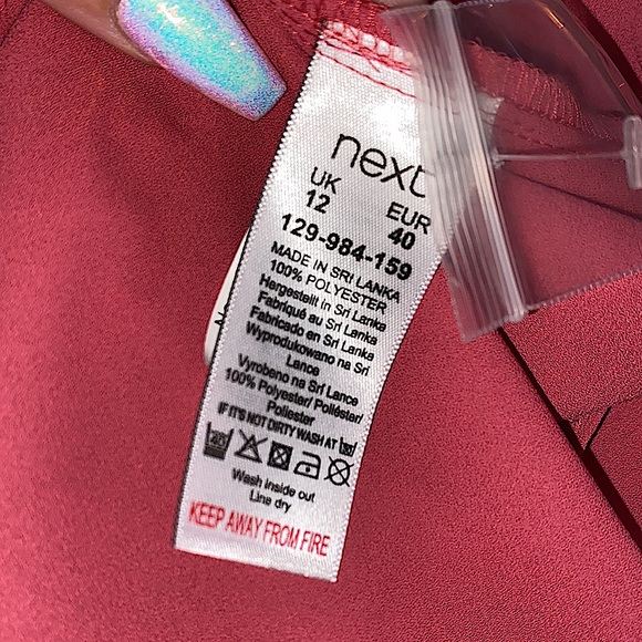 Next pink sleeveless beaded neckline ruffle blouse size 12 - Picture 9 of 10